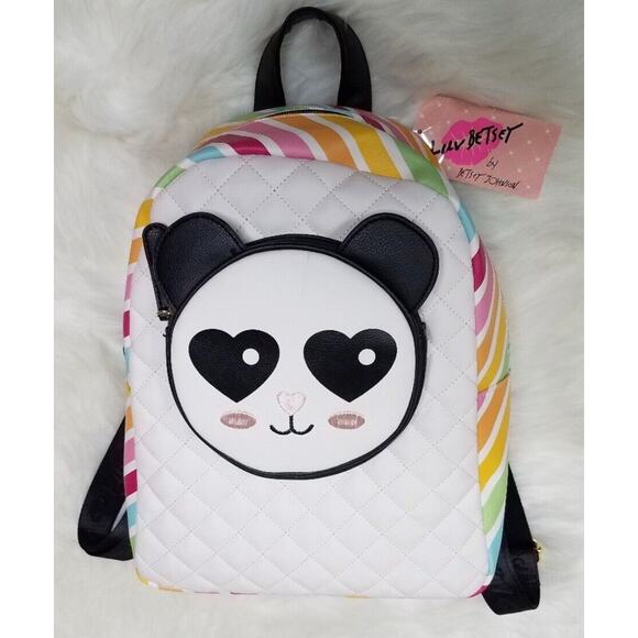 BETSEY JOHNSON Backpack School Bag PANDA BEAR RAINBOW PInk Mini Purse NEW Tags - Picture 11 of 13